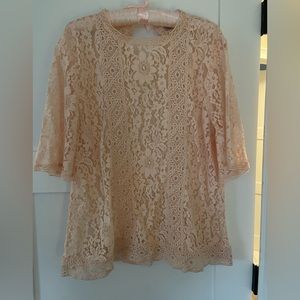 Loft pink lace top size large